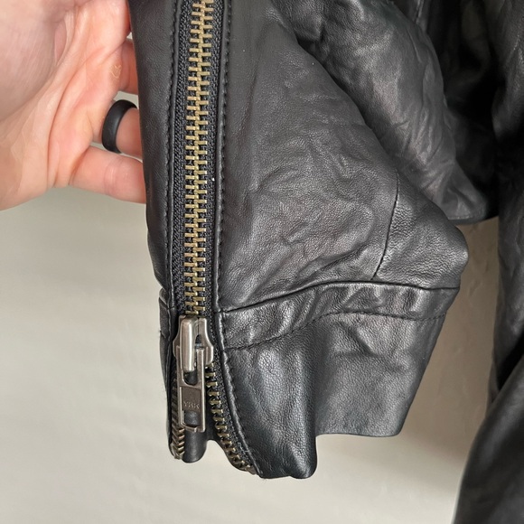 Yigal Azrouel Hooded Motorcycle Black Leather Jacket lambs leather large - Picture 15 of 16